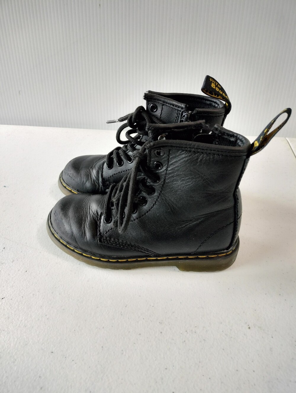 Dr Martens 1460J Kids Youth Junior Black Leather Lace-Up Boots Side Zip 11